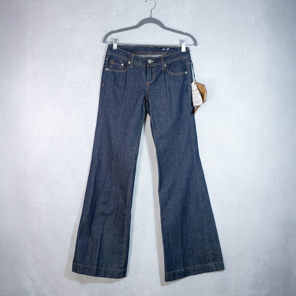 Seven7 Women's Flare Premium Denim Brand Jeans Dark Wash Blue Size 25